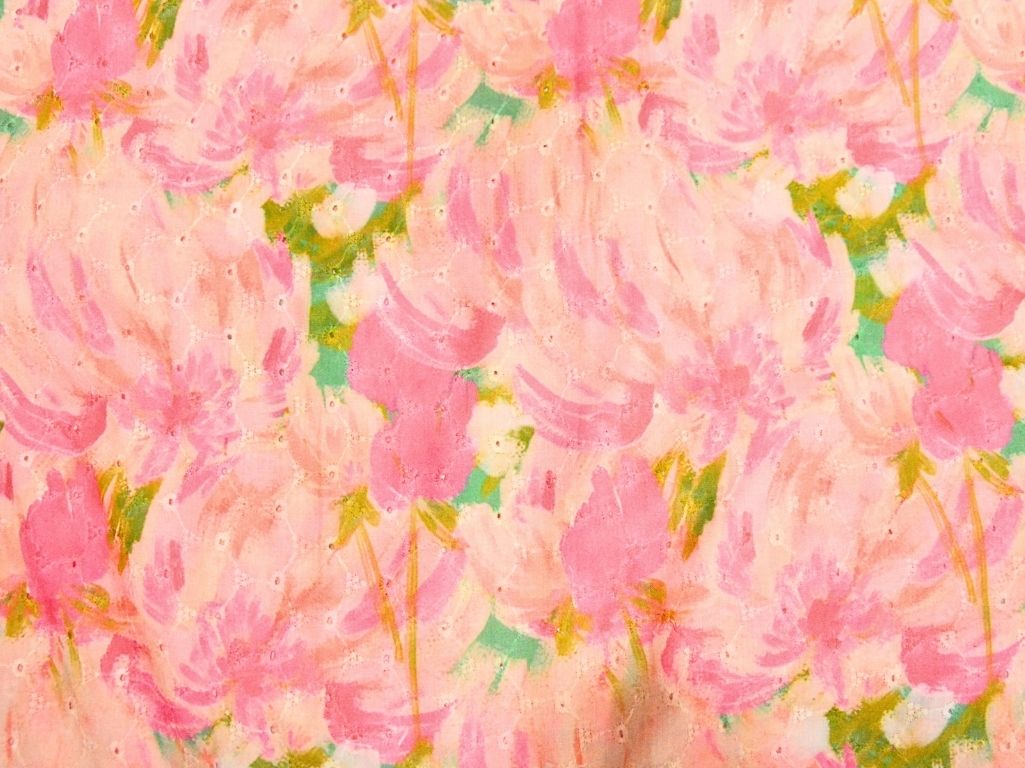 Light Pink 100 % Pure Cotton Chikan Embroidered Fabric