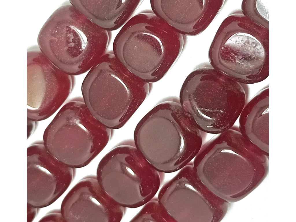 Maroon Square Natural Stone Beads