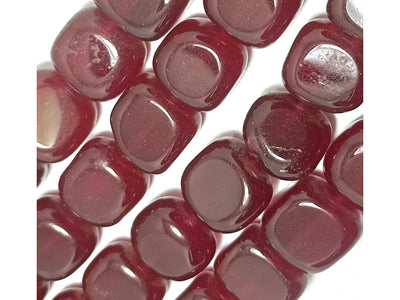 Maroon Square Natural Stone Beads
