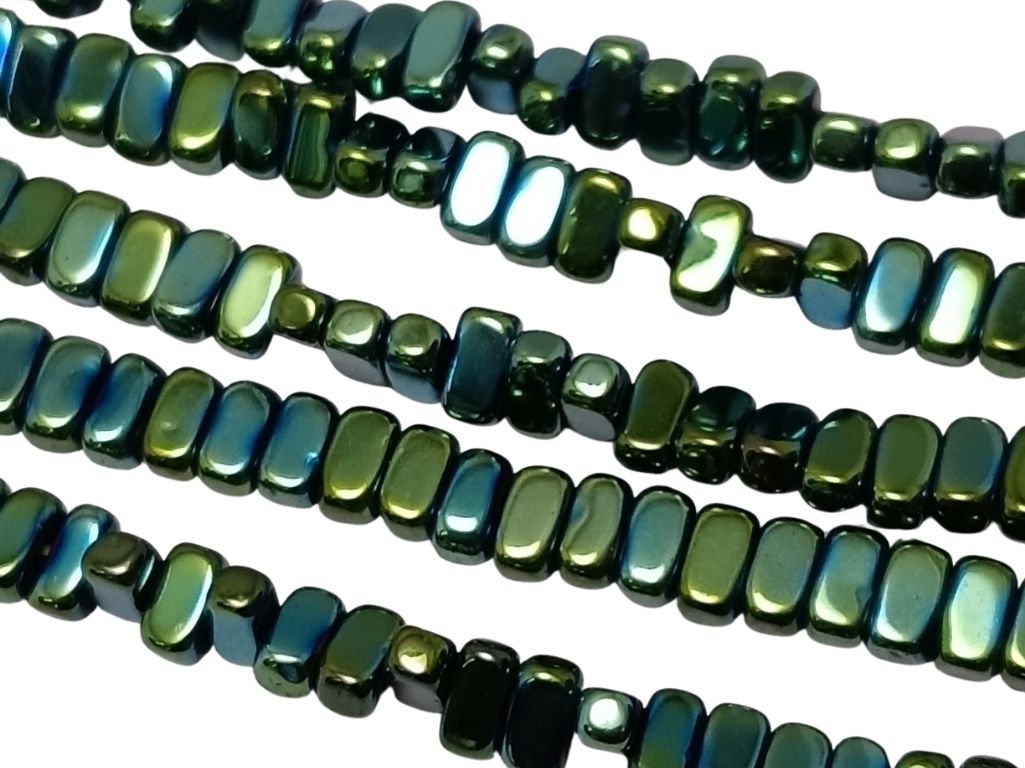 Metallic Blue Oblong Haemetite Metal Beads