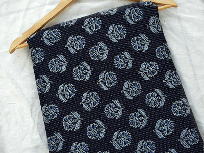 Black Floral Pure Cotton Kantha Fabric