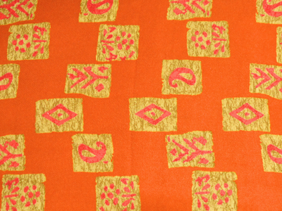 Orange Traditional Printed Semi Pashimna Woolen Fabric
