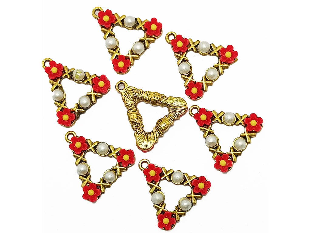 Multicolor Triangular Plastic & Metal Charms