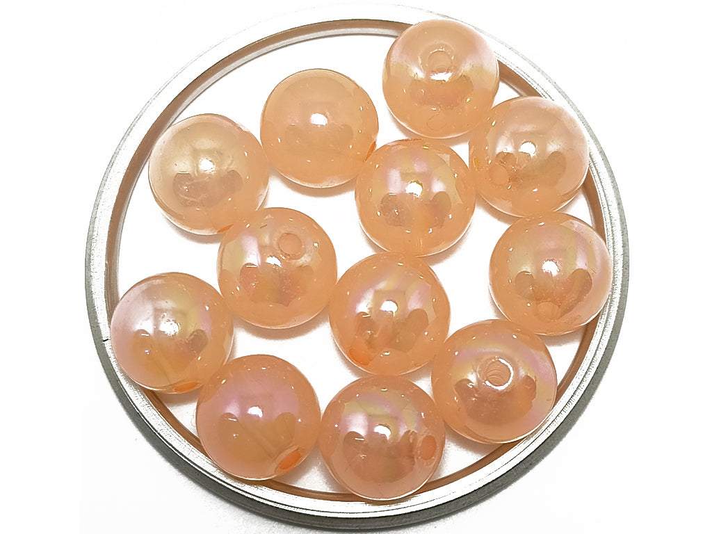 Orange Spherical Acrylic Beads With Centre Hole