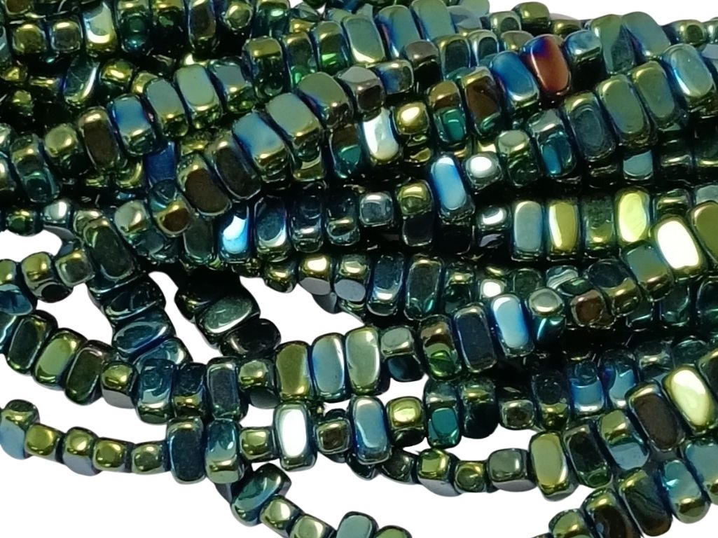 Metallic Blue Oblong Haemetite Metal Beads