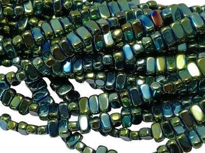 Metallic Blue Oblong Haemetite Metal Beads
