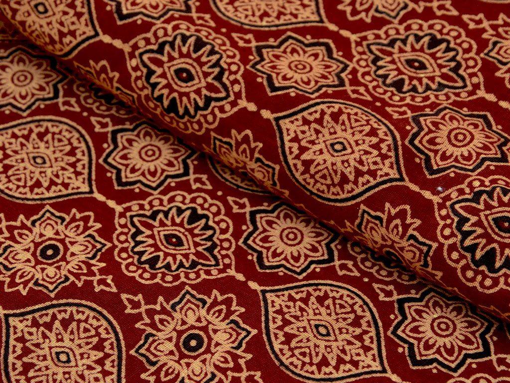 Red Traditional Pure Cotton Fabric
