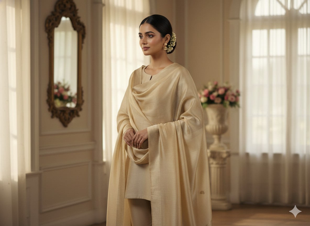 Pastel Light Cream Plain Malai Satin Fabric