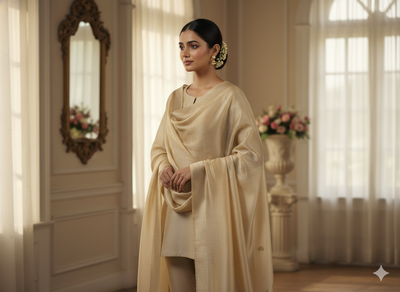 Pastel Light Cream Plain Malai Satin Fabric