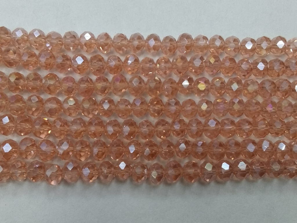 Baby Pink Tyre Crystal Glass Beads (Wholesale