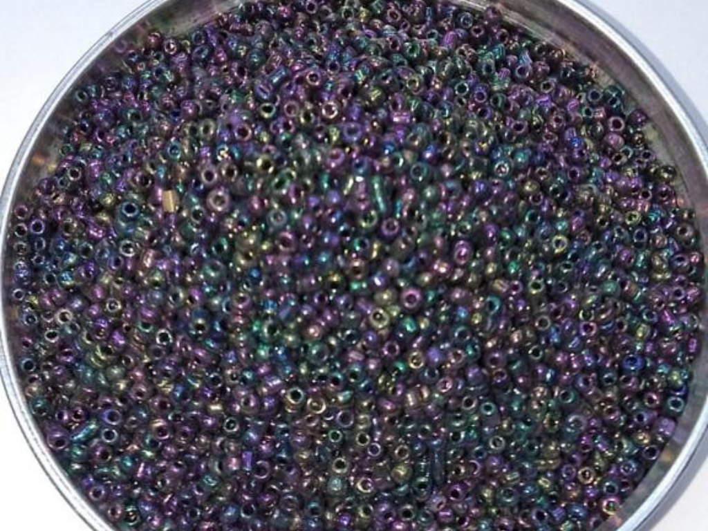 Purple Rainbow Round Rocaille Glass Seed Beads- 2 mm