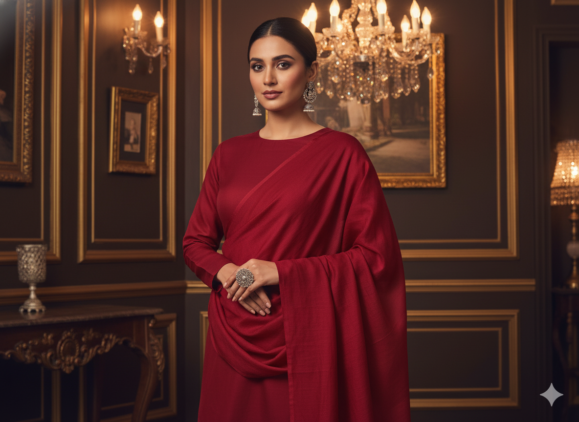 Blood Red Plain 100% Pure Mul Mul Cotton