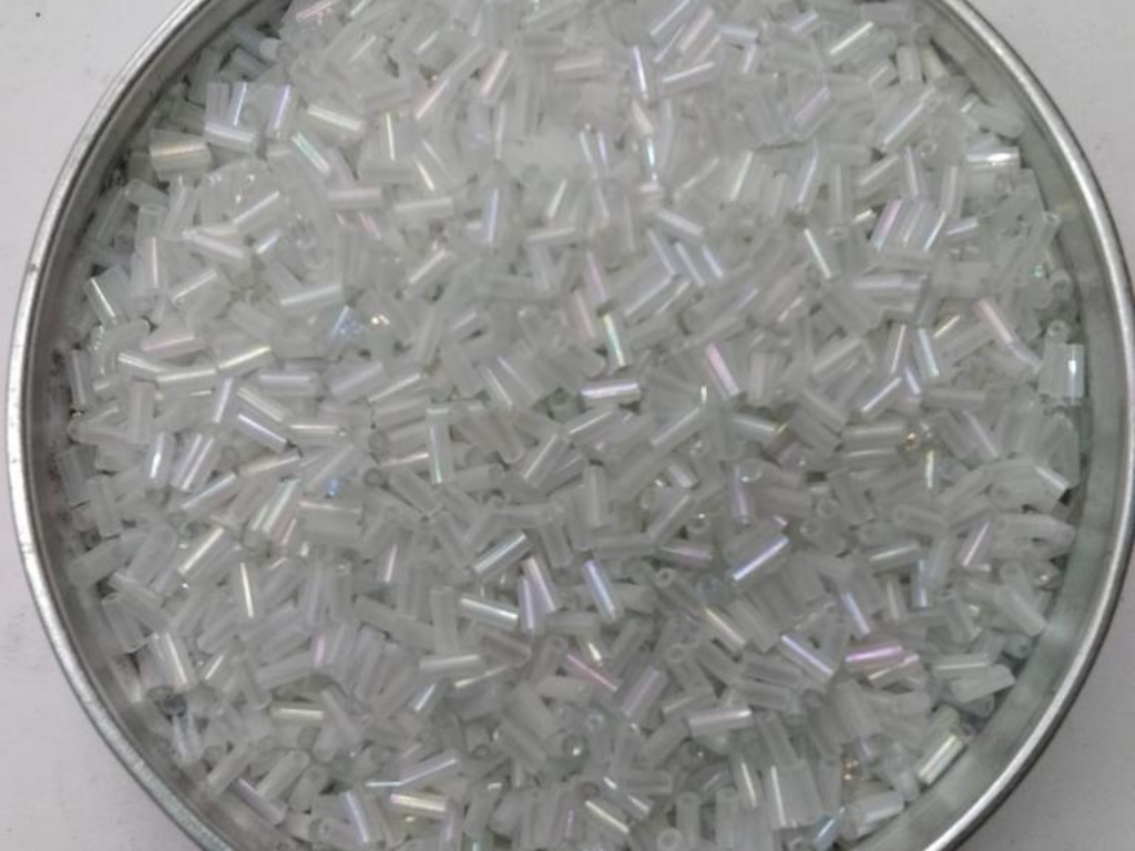 White Transparent Pipe Glass Seed Beads- 4.5 mm