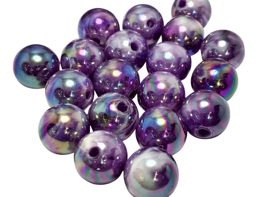 Metallic Purple Rainbow Spherical Acrylic Beads