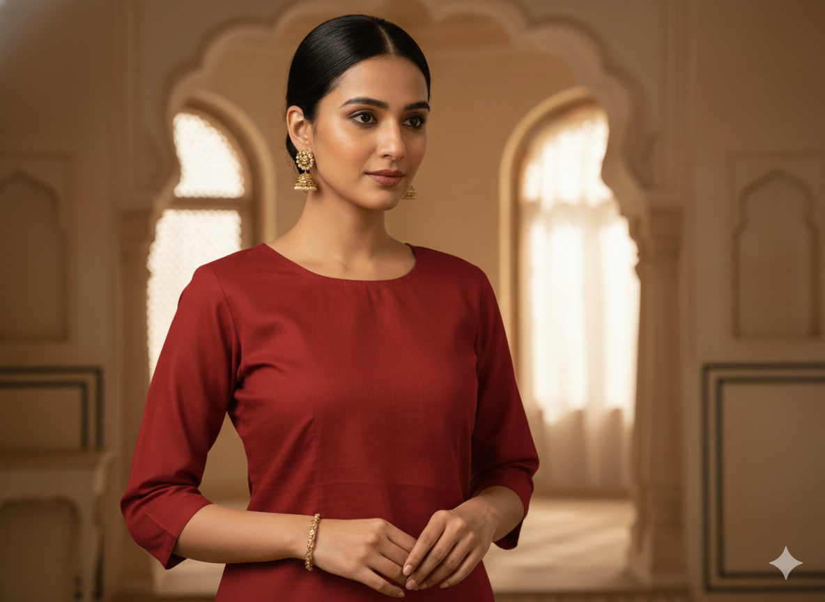 Blood Red Plain 100% Pure Mul Mul Cotton