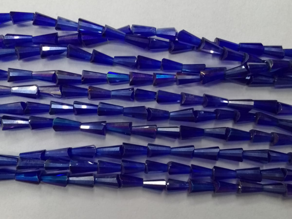 Deep Blue Conical Crystal Glass Beads (Wholesale)