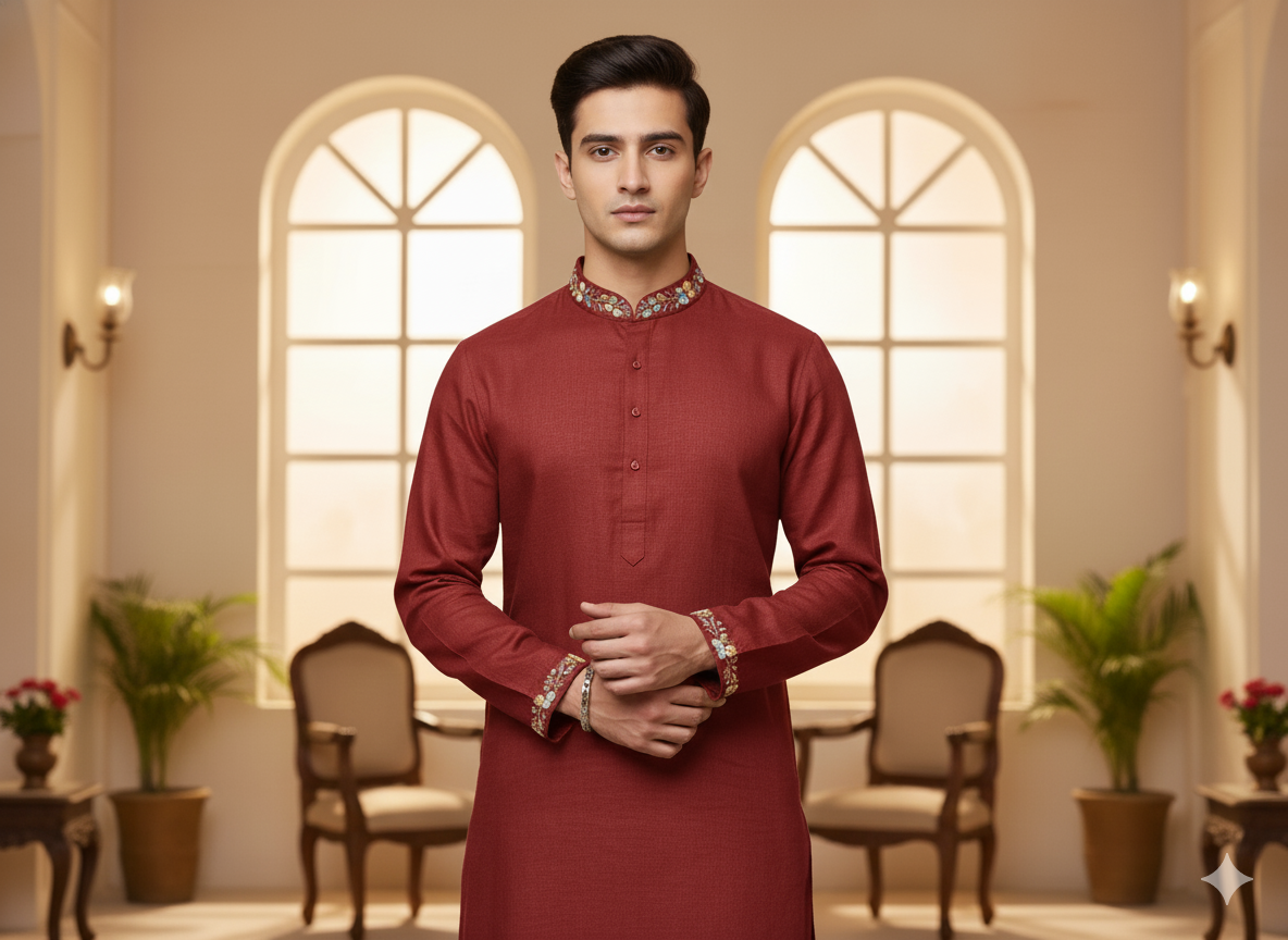 गहरे मैरून शुद्ध लिनन कपड़ा - 60 ली