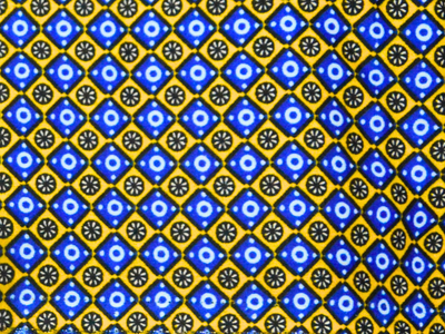 Yellow & Blue Burgundy Diamond Digitally Printed Butter Crepe Fabric