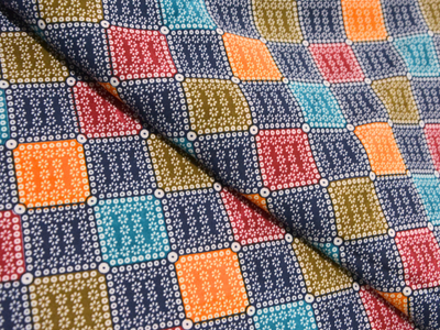 Navy Blue Diamond Digitally Printed Butter Crepe Fabric