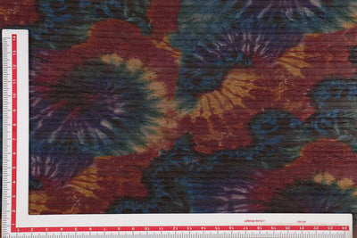 Multicolor Abstract Printed Pleated Lurex Knit Fabric