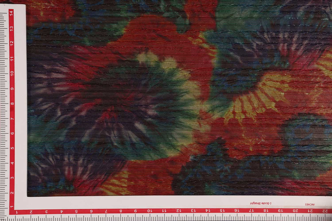 Multicolor Abstract Printed Pleated Lurex Knit Fabric