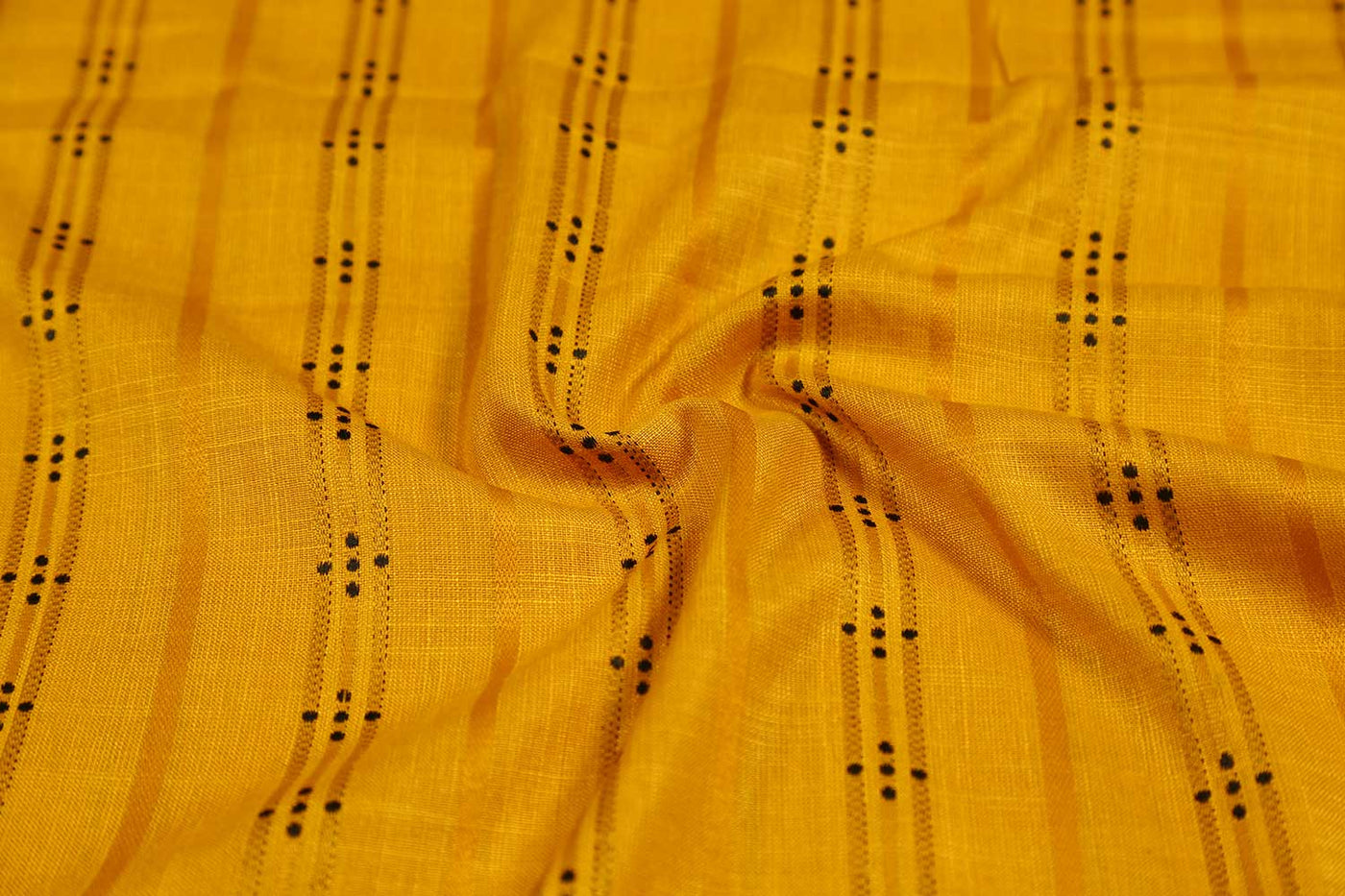 Yellow Stripes Yarn Dyed Viscose Blend Dobby Fabric