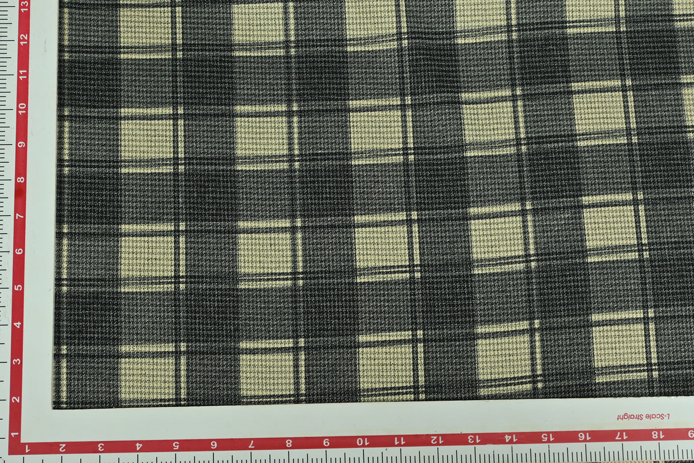 Cream & Black Checks Yarn Dyed Spun Twill Fabric