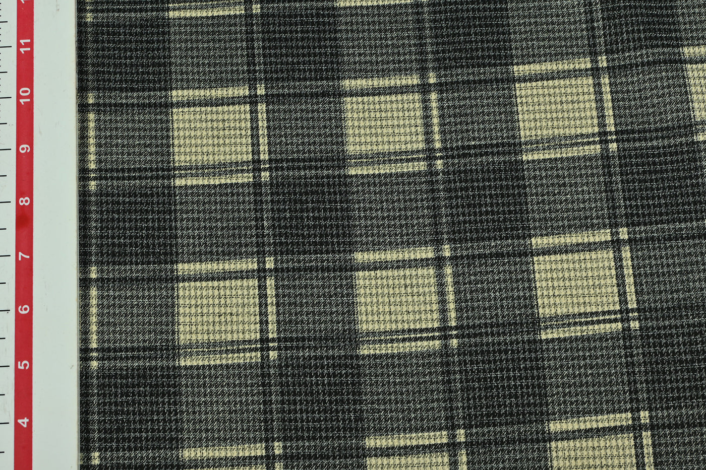 Cream & Black Checks Yarn Dyed Spun Twill Fabric