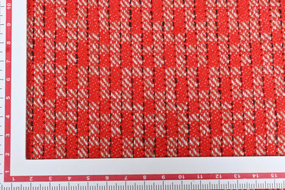 Red & White Geometric Fancy Tweed Wool Polyester Fabric