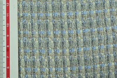 Multicolor Checks Tweed Cotton Viscose Polyester Fabric