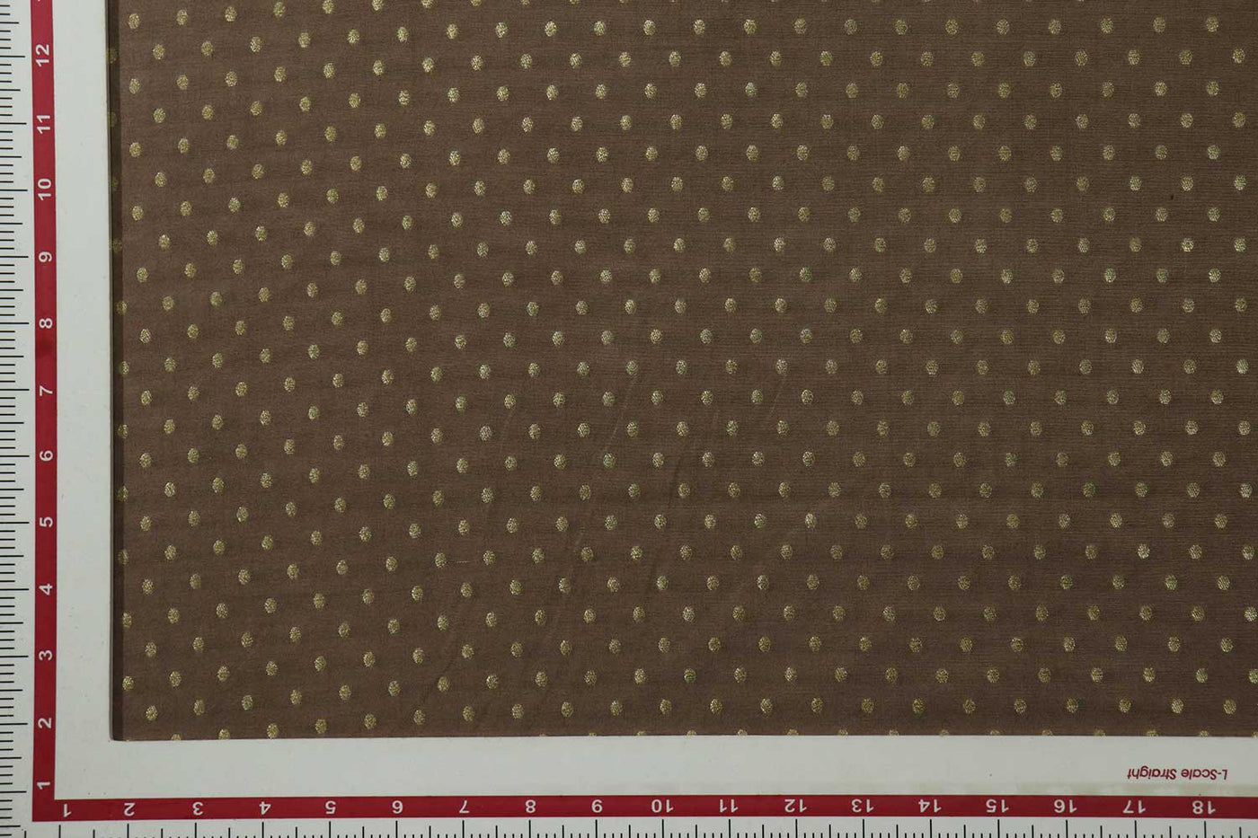 Brown Polka Dots Cotton Tussar Zari Buta Fabric