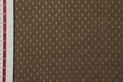 Brown Polka Dots Cotton Tussar Zari Buta Fabric