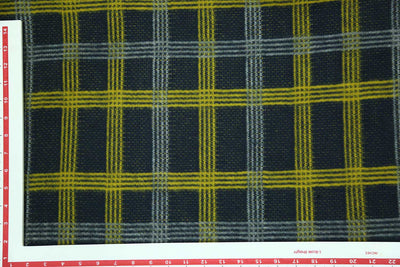 Precut of 2 Meters of Dark Blue, Yellow & Grey Acro Wool Knitted Fabric