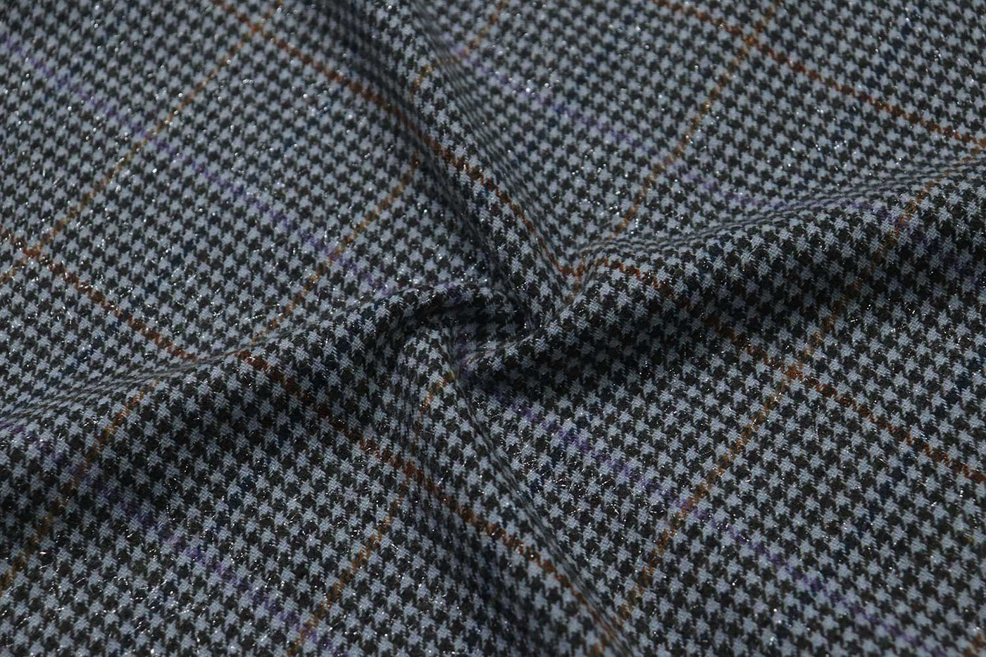 Multicolor Checks Wool Houndstooth Tweed Fabric