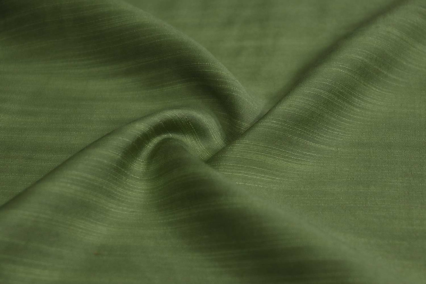 Precut of 1.5 Meters of Leaf Green Plain Textured Tussar Cotton Slub Fabric