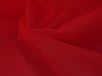 Dark Red Plain Net Fabric