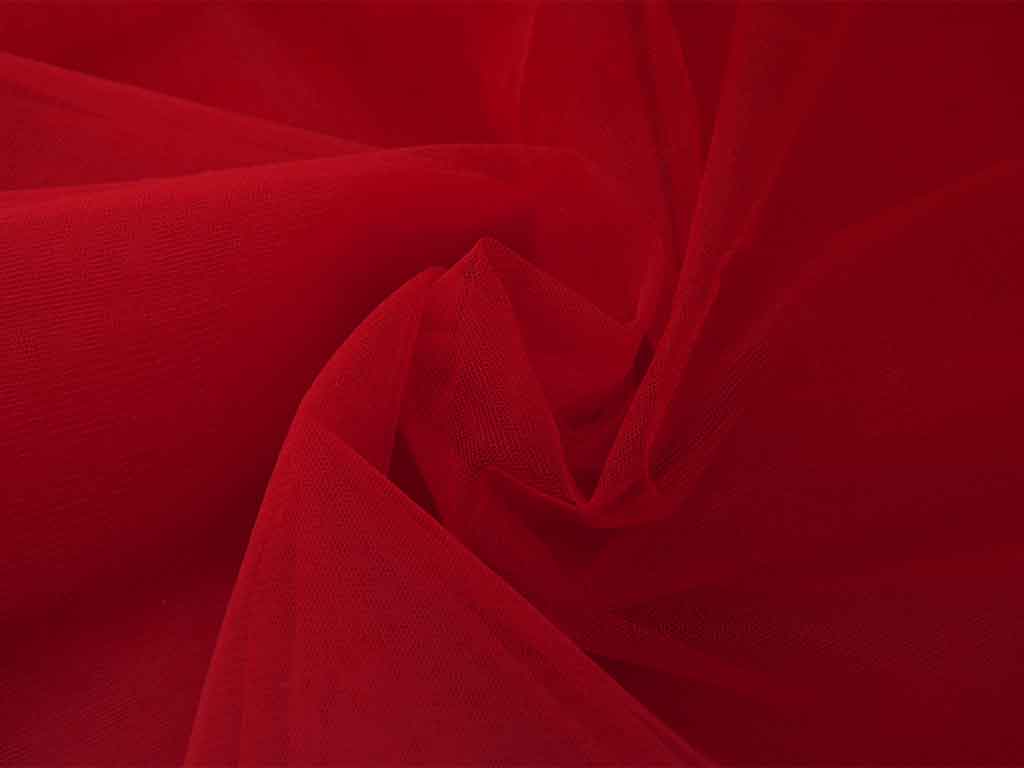 Dark Red Plain Net Fabric