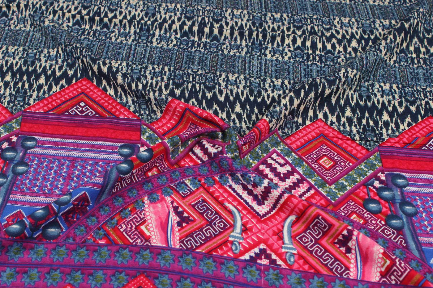 Multicolor Traditional Printed Rayon Fabric