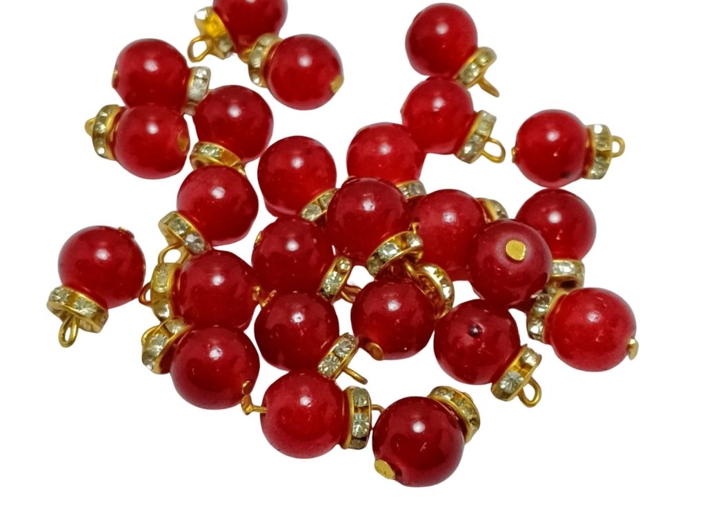 Blood Red Spherical Loreal Glass Beads