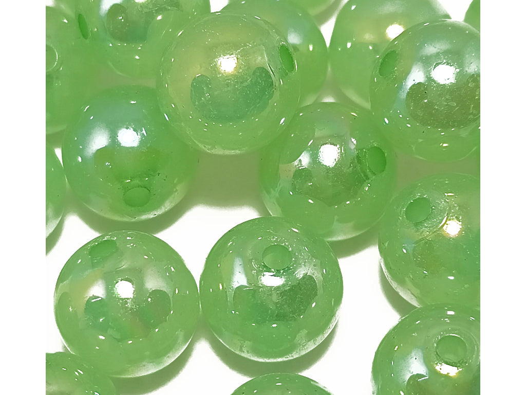 Green Spherical Acrylic Beads With Centre Hole