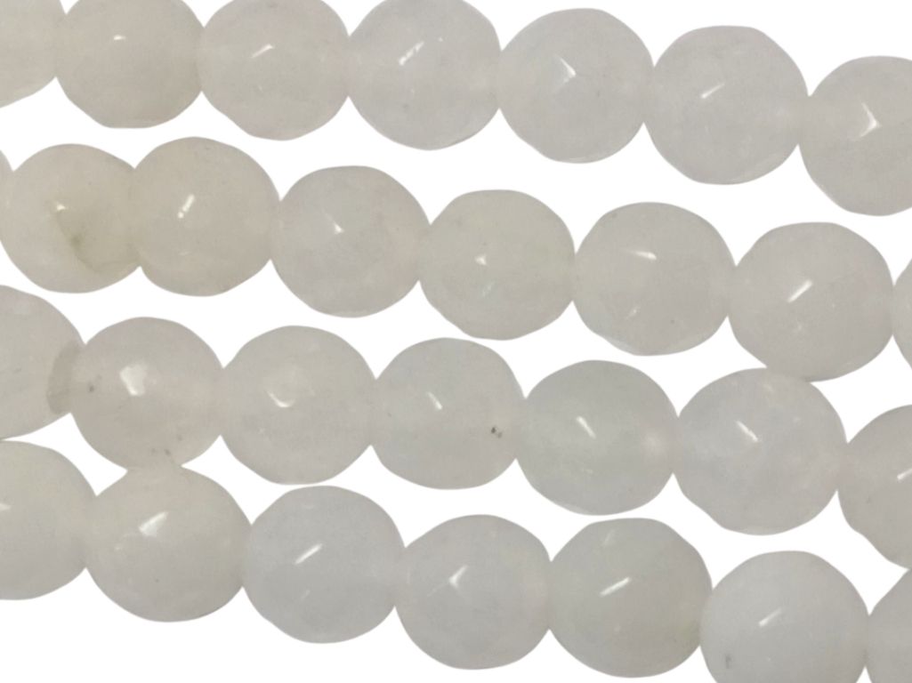 White 8 mm Rondelle Jade Quartz Stones