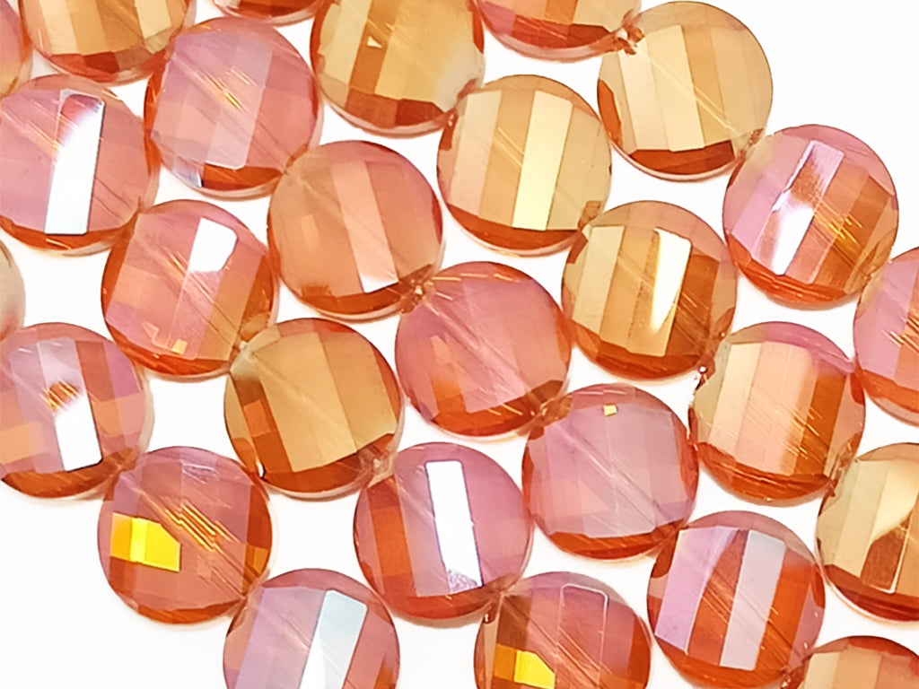 Orange Faceted Flat Crystal Beads