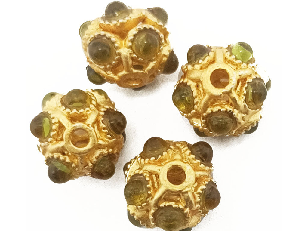 Green & Golden Metal Spacer Beads