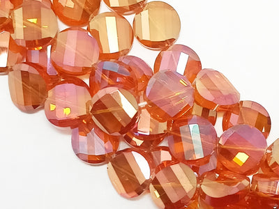 Orange Faceted Flat Crystal Beads