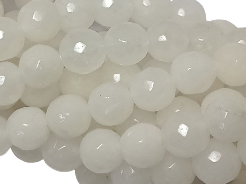 White 8 mm Rondelle Jade Quartz Stones