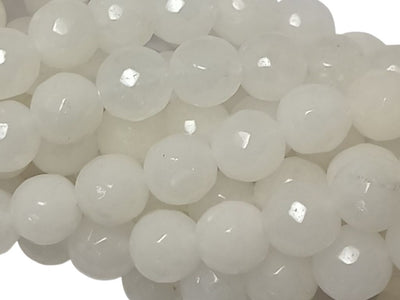 White 8 mm Rondelle Jade Quartz Stones