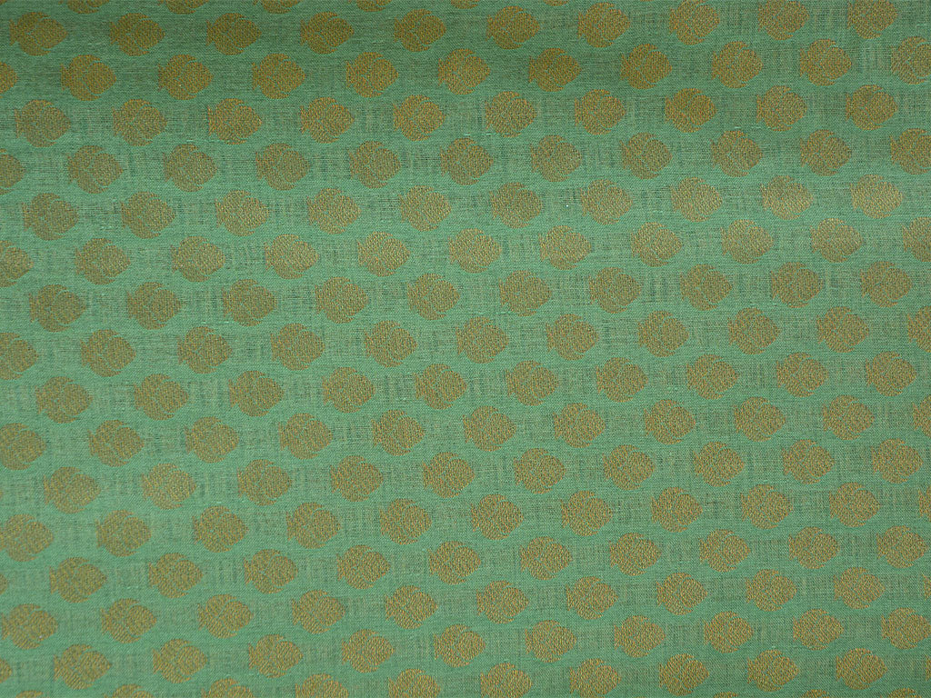 Moss Green Motifs Semi Banarasi Brocade Fabric