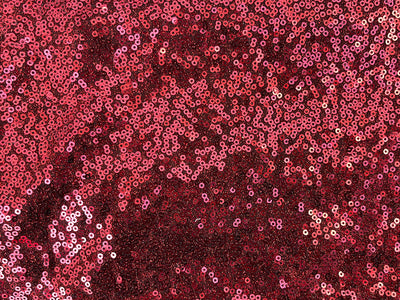 Blood Red Plain Sequins Embroidered Net Fabric