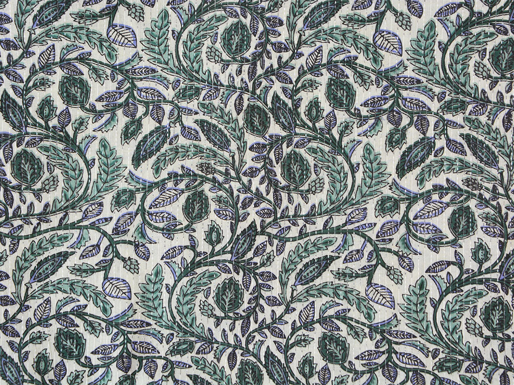 Off White Floral Pure Cotton Kantha Fabric
