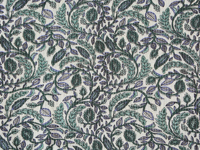 Off White Floral Pure Cotton Kantha Fabric